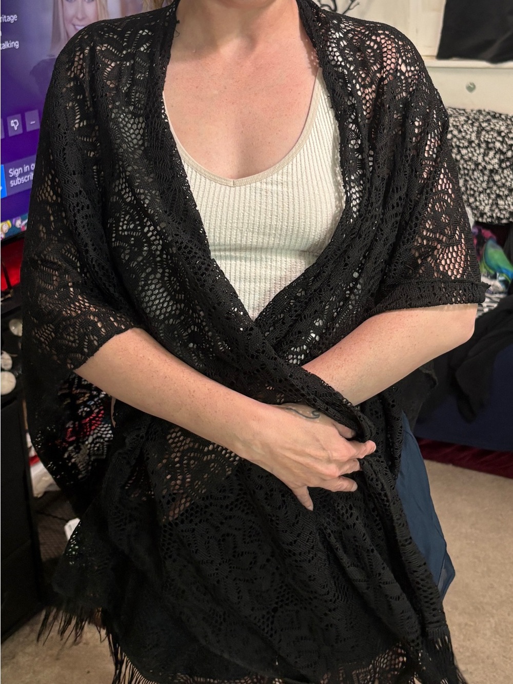No Boundaries Black Crochet Shawl Wrap